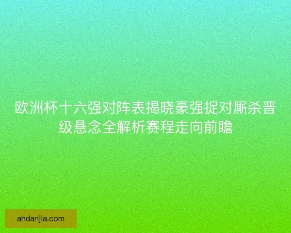 欧洲杯十六强对阵表揭晓豪强捉对厮杀晋级悬念全解析赛程走向前瞻