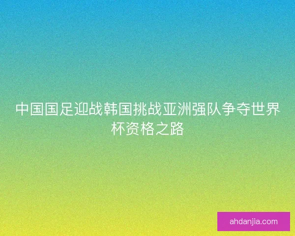 中国国足迎战韩国挑战亚洲强队争夺世界杯资格之路